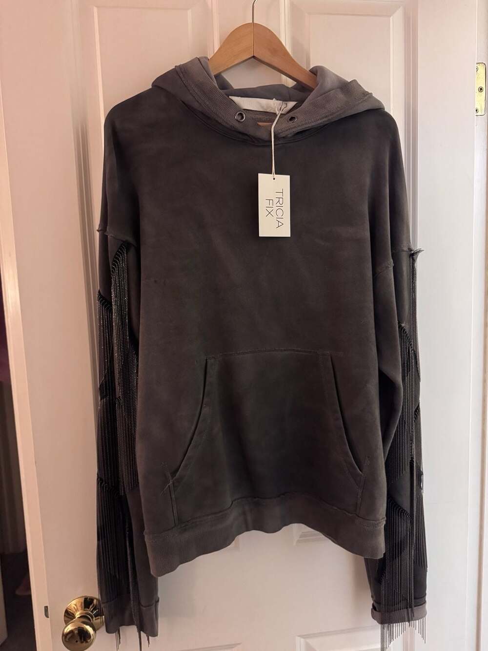 We The Free x Tricia Fix Hoodie Size M Gray Rhinestone Fringe